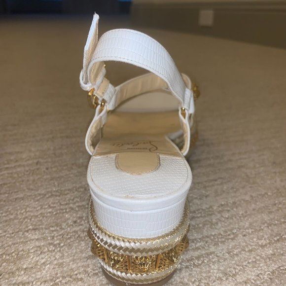 Christian Louboutin White Gold Pyraclou 60 Calf Stud Platform - Picture 3 of 9